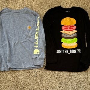 2 - Carhartt and Childrens Place boys size 8 Long Sleeve shirts - burger 🍔